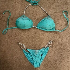 Turquoise Rhinestone Bikini Set
